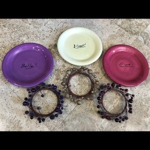 NWT! 3 Italian Themed Plates & Candle Rings